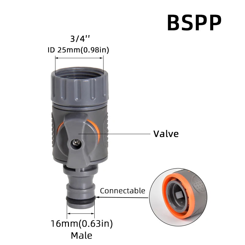 1 adattatore rapido per tubo da giardino da 1/2", 3/4" e 1" - raccordi filettati BPS UE per rubinetti, pistole a spruzzo e sistemi di irrigazione