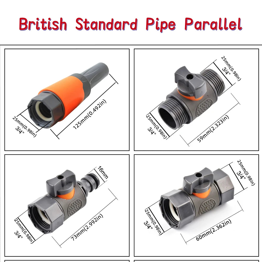 1 adattatore rapido per tubo da giardino da 1/2", 3/4" e 1" - raccordi filettati BPS UE per rubinetti, pistole a spruzzo e sistemi di irrigazione